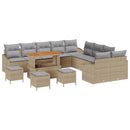 Havesofa Sæt med pude med opbevaring 13 pcs Beige Poly rattan