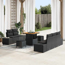 Havesofa Sæt med pude med opbevaring 8 pcs Sort Poly rattan