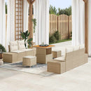 Havesofa Sæt med pude med opbevaring 8 pcs Beige Poly rattan