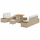 Havesofa Sæt med pude med opbevaring 8 pcs Beige Poly rattan