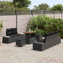 Havesofa Sæt med pude med opbevaring 8 pcs Sort Poly rattan