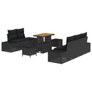 Havesofa Sæt med pude med opbevaring 8 pcs Sort Poly rattan