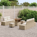 Havesofa Sæt med pude med opbevaring 8 pcs Beige Poly rattan