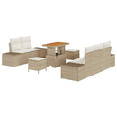 Havesofa Sæt med pude med opbevaring 8 pcs Beige Poly rattan