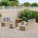 Havesofa Sæt med pude med opbevaring 8 pcs Beige Poly rattan