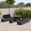 Havesofa Sæt med pude med opbevaring 9 pcs Sort Poly rattan