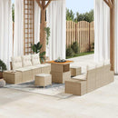 Havesofa Sæt med pude med opbevaring 9 pcs Beige Poly rattan