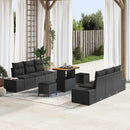 Havesofa Sæt med pude med opbevaring 9 pcs Sort Poly rattan
