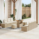 Havesofa Sæt med pude med opbevaring 9 pcs Beige Poly rattan