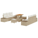 Havesofa Sæt med pude med opbevaring 9 pcs Beige Poly rattan