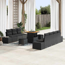 Havesofa Sæt med pude med opbevaring 10 pcs Sort Poly rattan