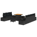 Havesofa Sæt med pude med opbevaring 10 pcs Sort Poly rattan