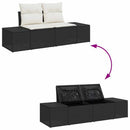 Havesofa Sæt med pude med opbevaring 10 pcs Sort Poly rattan