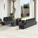 Havesofa Sæt med pude med opbevaring 10 pcs Sort Poly rattan