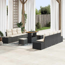 Havesofa Sæt med pude med opbevaring 10 pcs Sort Poly rattan