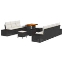 Havesofa Sæt med pude med opbevaring 10 pcs Sort Poly rattan