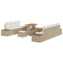 Havesofa Sæt med pude med opbevaring 10 pcs Beige Poly rattan
