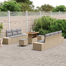Havesofa Sæt med pude med opbevaring 10 pcs Beige Poly rattan