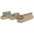 Havesofa Sæt med pude med opbevaring 10 pcs Beige Poly rattan