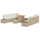 Havesofa Sæt med pude med opbevaring 11 pcs Beige Poly rattan