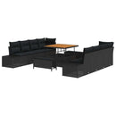 Havesofa Sæt med pude Sort 100 x 100 x 71 cm Poly rattan