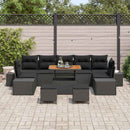 Havesofa Sæt med pude med opbevaring 10 pcs Sort Poly rattan
