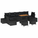 Havesofa Sæt med pude med opbevaring 10 pcs Sort Poly rattan