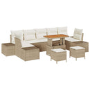 Havesofa Sæt med pude med opbevaring 10 pcs Beige Poly rattan