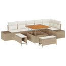 Havesofa Sæt med pude med opbevaring 9 pcs Beige Poly rattan