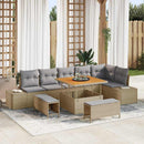 Havesofa Sæt med pude med opbevaring 9 pcs Beige Poly rattan