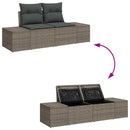 Havesofa Sæt med pude med opbevaring 9 pcs Grå Poly rattan
