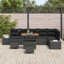 Havesofa Sæt med pude med opbevaring 9 pcs Sort Poly rattan