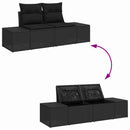 Havesofa Sæt med pude med opbevaring 9 pcs Sort Poly rattan