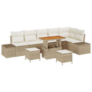 Havesofa Sæt med pude med opbevaring 9 pcs Beige Poly rattan
