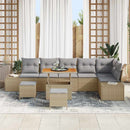 Havesofa Sæt med pude med opbevaring 9 pcs Beige Poly rattan