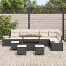 Havesofa Sæt med pude med opbevaring 10 pcs Sort Poly rattan
