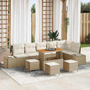 Havesofa Sæt med pude med opbevaring 10 pcs Beige Poly rattan