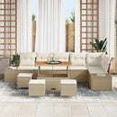 Havesofa Sæt med pude med opbevaring 10 pcs Beige Poly rattan