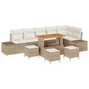 Havesofa Sæt med pude med opbevaring 10 pcs Beige Poly rattan