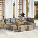 Havesofa Sæt med pude med opbevaring 10 pcs Beige Poly rattan