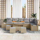Havesofa Sæt med pude med opbevaring 10 pcs Beige Poly rattan