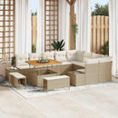 Havesofa Sæt med pude med opbevaring 12 pcs Beige Poly rattan