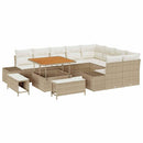 Havesofa Sæt med pude med opbevaring 12 pcs Beige Poly rattan