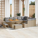Havesofa Sæt med pude med opbevaring 12 pcs Beige Poly rattan