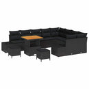 Havesofa Sæt med pude med opbevaring 12 pcs Sort Poly rattan