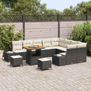 Havesofa Sæt med pude med opbevaring 12 pcs Sort Poly rattan