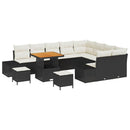 Havesofa Sæt med pude med opbevaring 12 pcs Sort Poly rattan