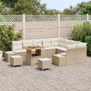 Havesofa Sæt med pude med opbevaring 12 pcs Beige Poly rattan