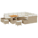 Havesofa Sæt med pude med opbevaring 12 pcs Beige Poly rattan