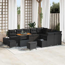 Havesofa Sæt med pude med opbevaring 12 pcs Sort Poly rattan